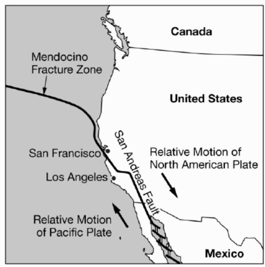 <p>Which of the following statements best describes the boundary between the two tectonic plates seen in the map?</p>