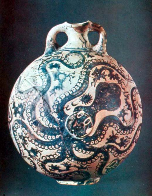 <p>“Marine style” pilgrim flask with an octopus</p>