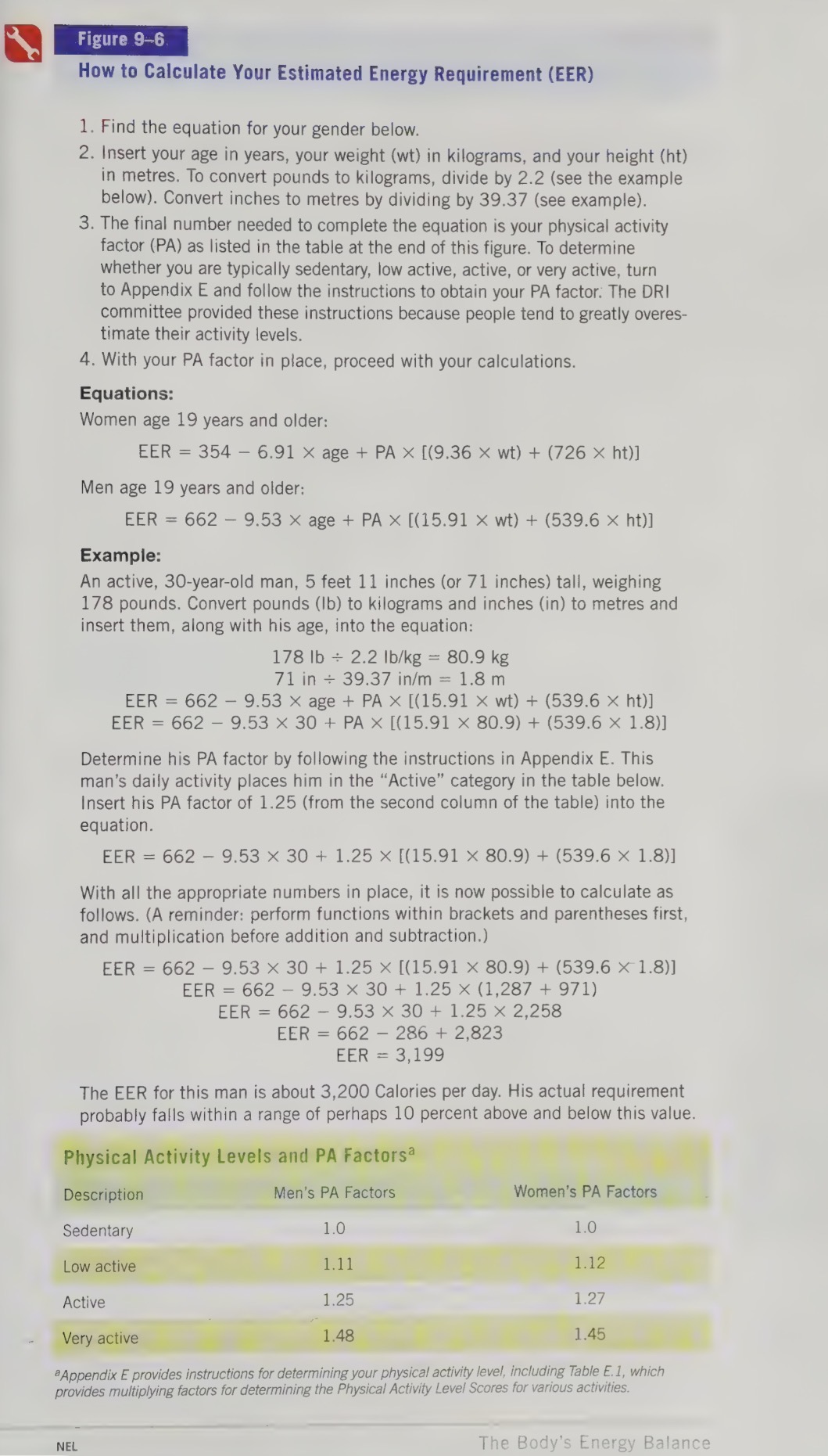 <ul><li><p>Gender: because body composition differs between men and women, which will affect energy requirements</p></li><li><p>Age: because energy requirements decrease as we age</p></li><li><p>Height and weight: because energy requirements are higher for those taller or heavier</p></li><li><p>Physical activity level: because physical activity will use more energy</p></li></ul><p></p>