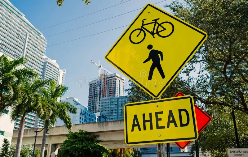 <p>bicycle crossing ahead</p>