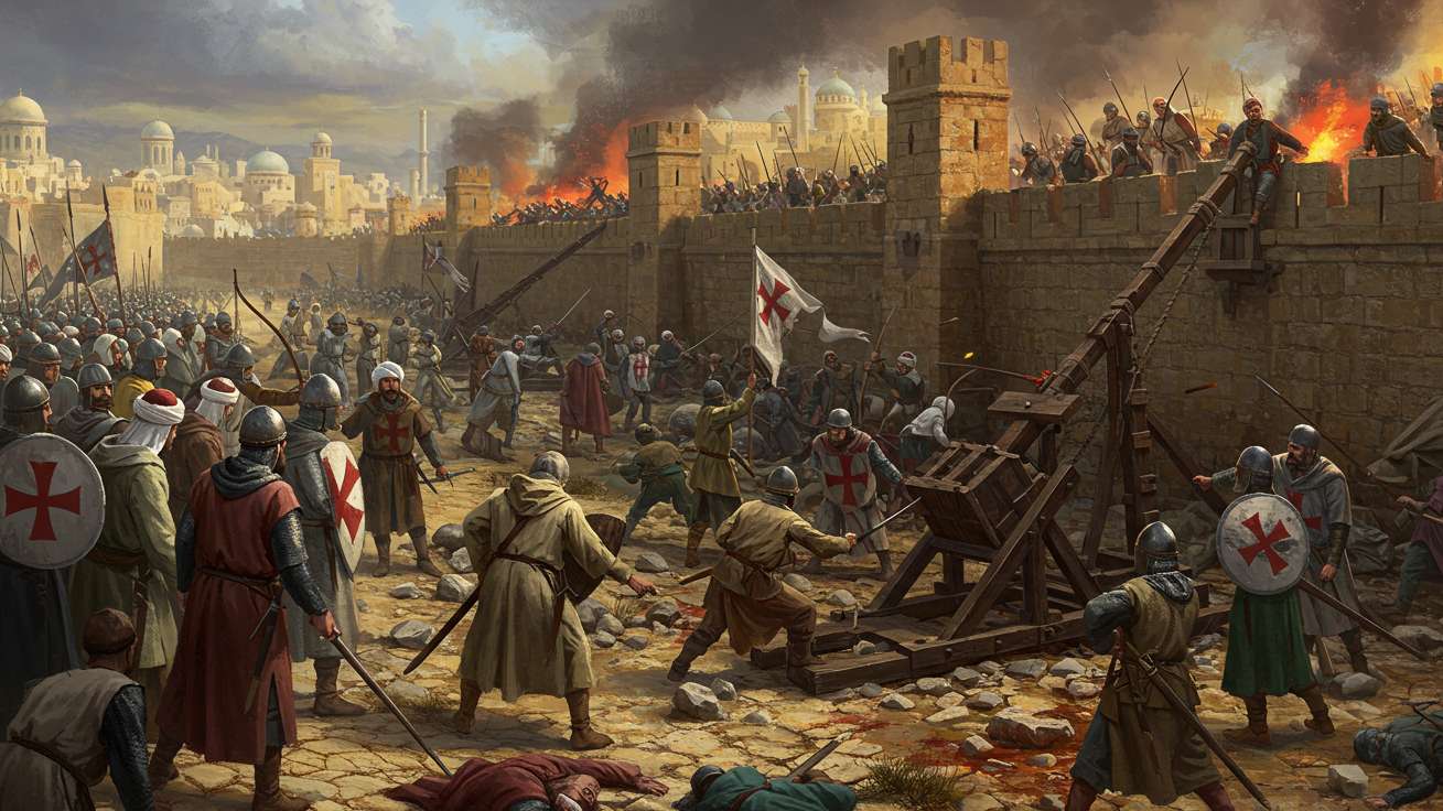 <p>ROMANESQUE ART AND ARCHITECTURE</p><ul><li><p>military campaigns sanctioned by the catholic church to gain access to the Holy Land + Jerusalem</p></li><li><p>artifacts + relics were collected by the church</p></li><li><p>Workshops were opened to help design and construct replicas of reliquaries</p></li></ul><p></p>