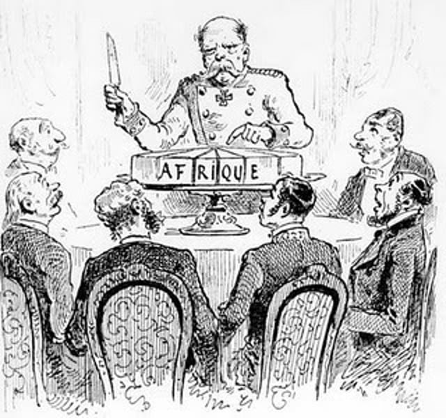 <p>A meeting at which representatives of European nations agreed upon rules for the European colonization of Africa. However, there were no representatives or natives of Africa.</p>