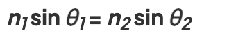 <p>relates the angle of incidence to angle of refraction (not given in equation sheet)</p>