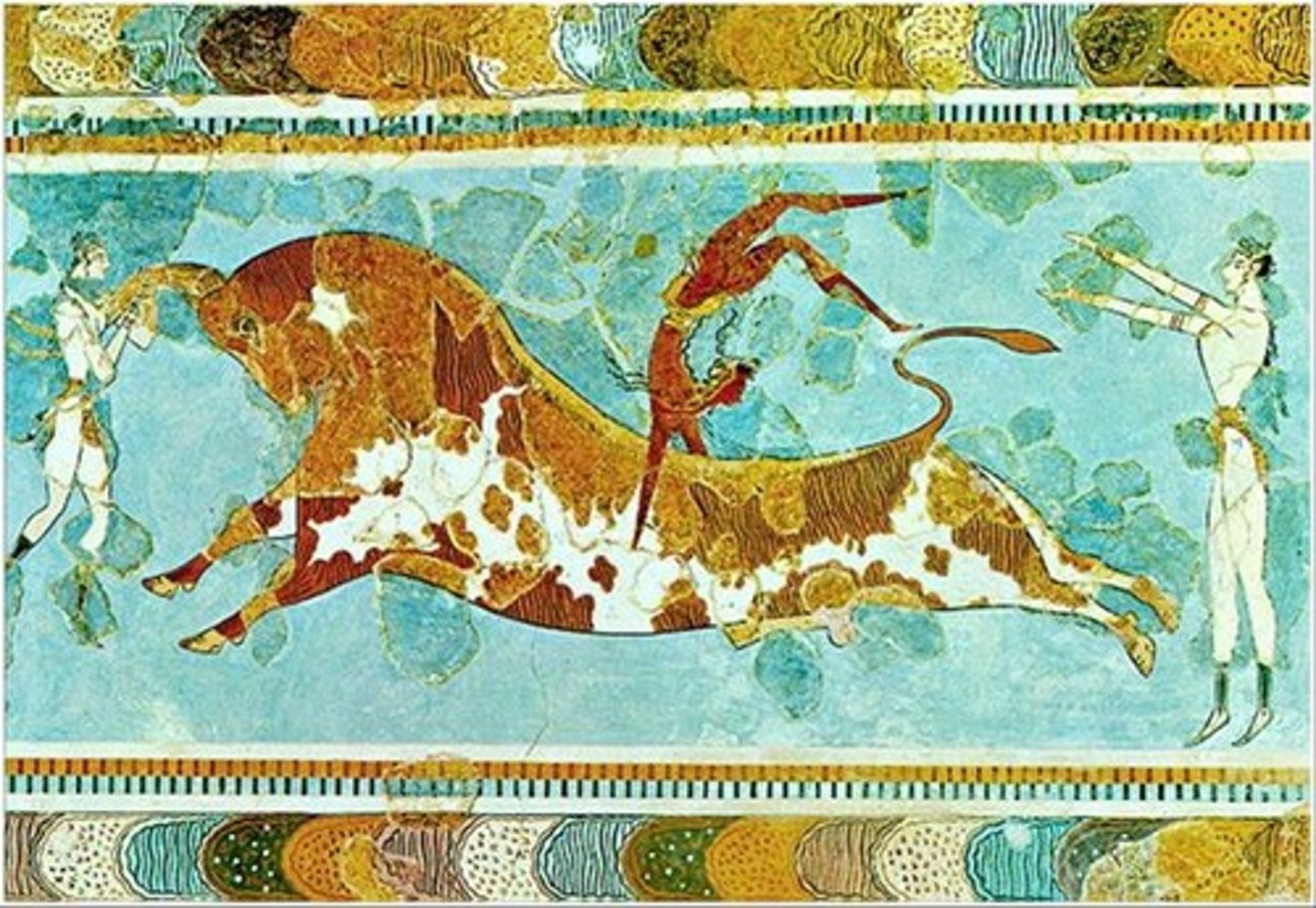 <p>The earliest center of civilization in the Greek region. The sea was the basis of its economy and power. The Minoans' sophisticated culture was named for the legendary King Minos. They used Linear A for their language. Their culture included lots of bulls and the story of Theseus and the Minotaur in the labyrinth.</p>