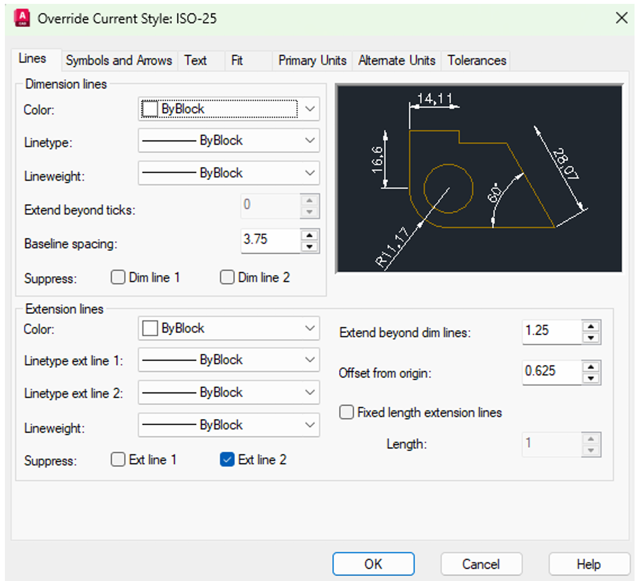 <p>you can edit the dimension style using this command to show the settings</p>