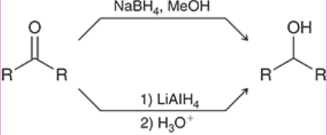 <p>Changes Carbonyl to secondary (2<sup>o</sup>) alcohol</p>