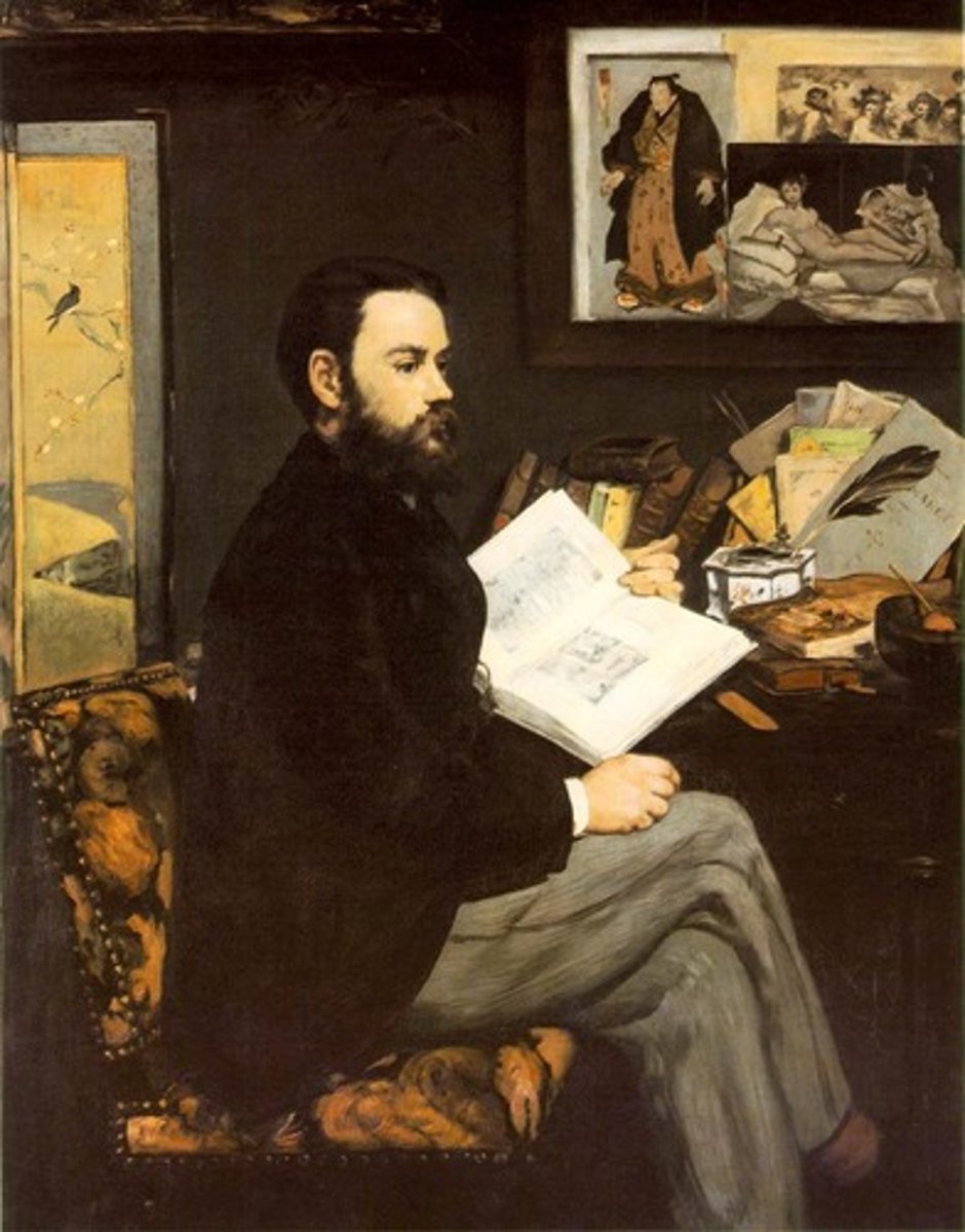 <p>Artist was a realist. Never exhibits with the impressionists. Interacted with modern life in order to paint modern life</p>