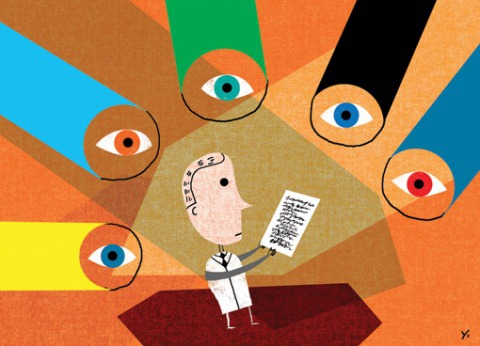 The assessment of work by other specialists in the same field before it is published.