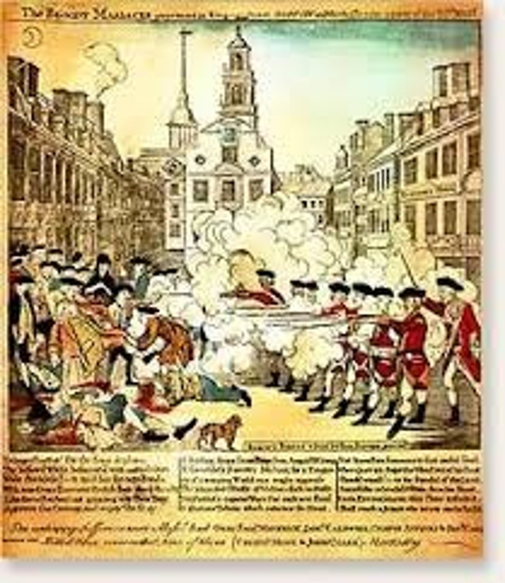 <p>5 colonists were shot and killed after taunting British soldiers.</p>