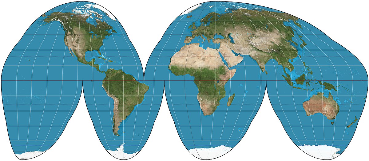 <p><span>a type of equal-area map projection that minimizes distortion of land masses. It achieves this by breaking up the Earth's surface into separate regions and projecting them individually, resulting in more accurate representation of both shape and area.</span></p><ul><li><p>Accuracies:</p><ul><li><p>Relative Size</p></li></ul></li><li><p>Inaccuracies:</p><ul><li><p>Shape</p></li><li><p>Distance</p></li><li><p>Direction</p></li></ul></li></ul>