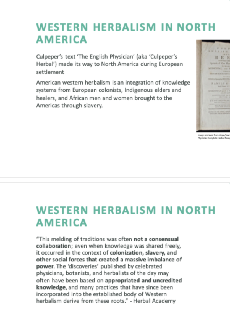 <p>It is an integration of knowledge from European settlers, Indigenous elders, and African practices, shaped by the context of colonization and slavery.</p>