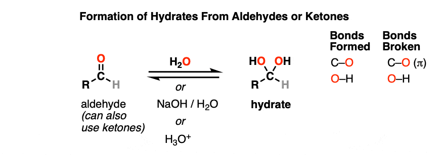 <p>Water (H+, OH-)</p><ul><li><p>can happen in acidic or basic conditions</p></li></ul><p></p>