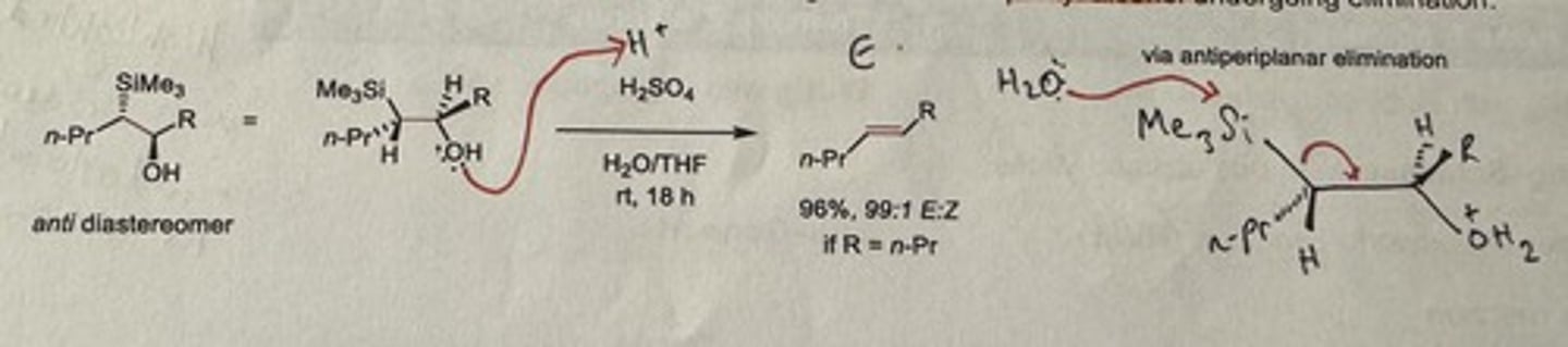 <p>H₂SO₄, H₂O/THF, rt is 18h</p><p>Gives major E alkene if R = n-Pr</p>