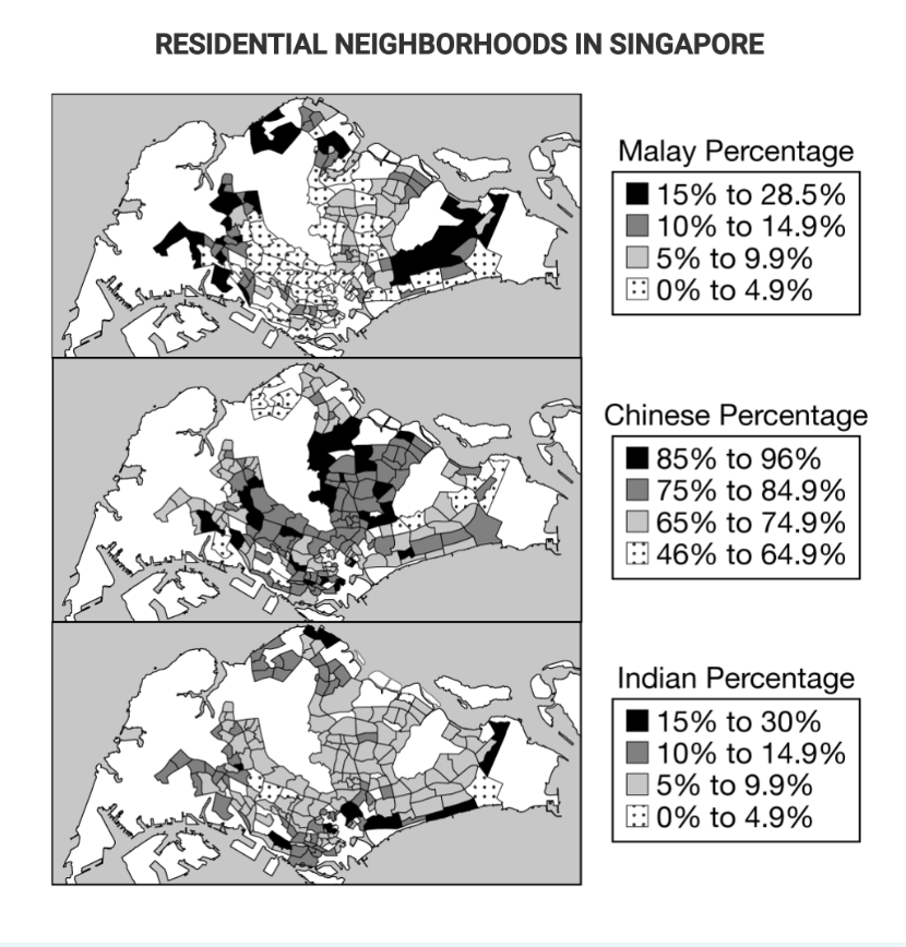 <p>The maps show residential neighborhoods in the Republic of Singapore. Which of the following individuals or organizations would be most likely to make a decision based on the spatial pattern shown on the maps?</p>