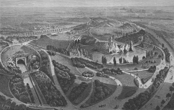 <ul><li><p>Picturesque landscape</p></li><li><p>Sublime aesthetic&nbsp;</p></li><li><p>grotto/cave w large waterfall</p></li><li><p>traintracks sunken in trenches, hidden</p></li><li><p>temple folly on hill</p></li><li><p>concrete molds for rustic tree log </p></li></ul><p></p>