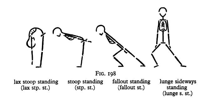 <p>• fallout standing • lunge position</p>