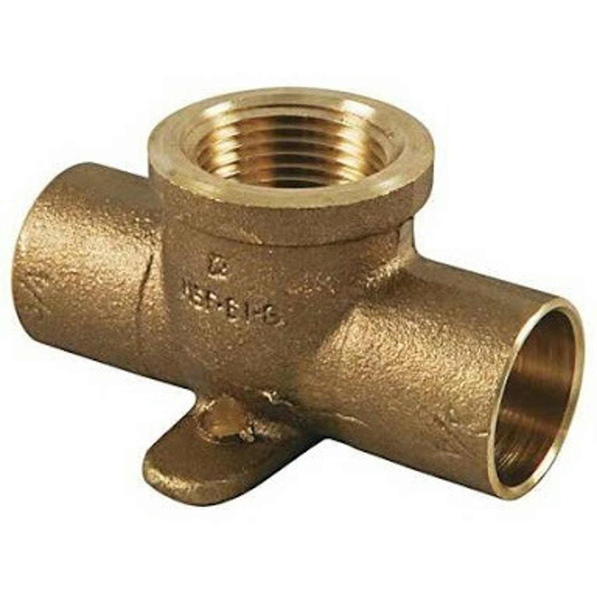 <p>a tee having lugs for attachment to a wall or joist</p>
