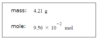 <p>We can use the ideal gas law, PV = nRT, to solve this problem.</p><p>Given:</p><ul><li><p>P (pressure) = 0.110 atm</p></li><li><p>V (volume) = 20.0 L</p></li><li><p>R (gas constant) = 0.0821 L·atm/K·mol (This is the value of R when pressure is in atm and volume is in L)</p></li><li><p>T (temperature) = 7.0°C = 280.15 K (Converted from Celsius to Kelvin by adding 273.15)</p></li></ul><p>We can rearrange the ideal gas law to solve for n (number of moles):</p><p>n = PV / RT</p><p>Substituting the given values:</p><p>n = (0.110 atm <em> 20.0 L) / (0.0821 L·atm/K·mol </em> 280.15 K)</p><p>Once you calculate the number of moles (n), you can find the mass of the carbon dioxide gas by multiplying the number of moles by the molar mass of CO2 (approximately 44.01 g/mol):</p><p>mass = n * molar mass of CO2</p><p>Let’s calculate the number of moles and mass of carbon dioxide gas.</p><p>First, we calculate the number of moles (n) using the ideal gas law:</p><p>n = PV / RT</p><p>Substituting the given values:</p><p>n = (0.110 atm *<em> 20.0 L) / (0.0821 L·atm/K·mol </em> 280.15 K)</p><p>n ≈ 0.090 mol</p><p>Next, we calculate the mass of the carbon dioxide gas by multiplying the number of moles by the molar mass of CO2 (approximately 44.01 g/mol):</p><p>mass = n * molar mass of CO2</p><p>mass = 0.090 mol * 44.01 g/mol</p><p>mass ≈ 4.0 g</p><p>So, approximately 0.090 moles and 4.0 grams of carbon dioxide gas were collected. Let me know if you have any other questions!</p>