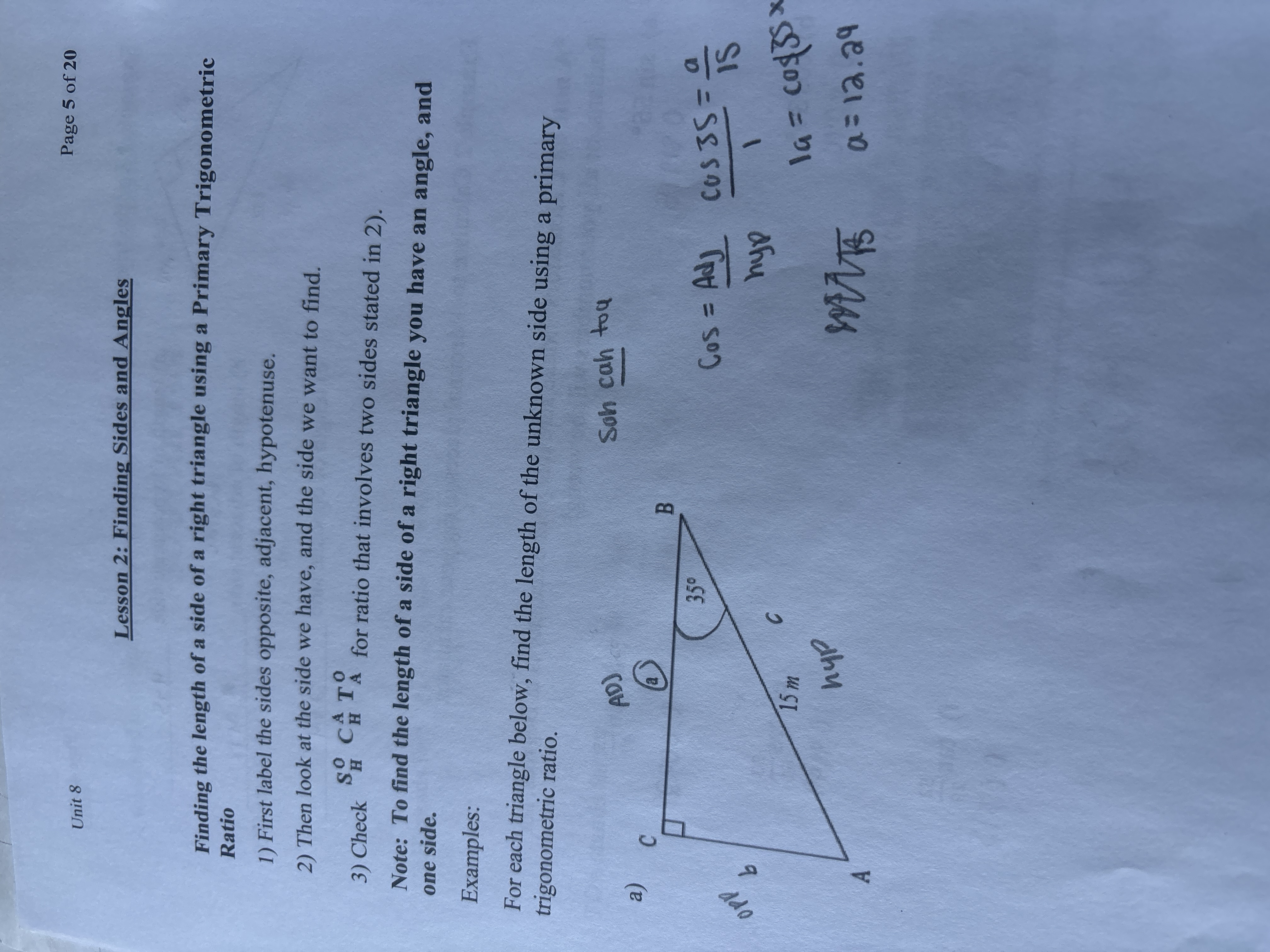<p>Finding sides or angles</p>