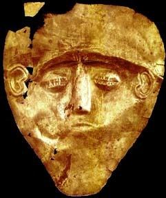 <p>Electrum death mask - ( Grave Circle B, Mycenae )</p>