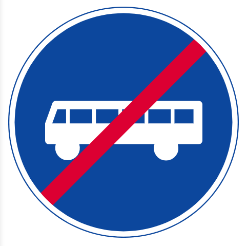 <p><span>Märket anger att påbjuden bana, körfält, väg eller led som märkts ut med något av märkena D4–D10 upphör. Märket behöver inte sättas upp om det ändå tydligt framgår att påbudet upphör. Andra symboler för trafikantgrupper eller fordonsslag kan vara infogade i märket. Den symbol som är infogad i märket är samma som på det märke som använts för att märka ut banan, körfältet, vägen eller leden.</span></p>