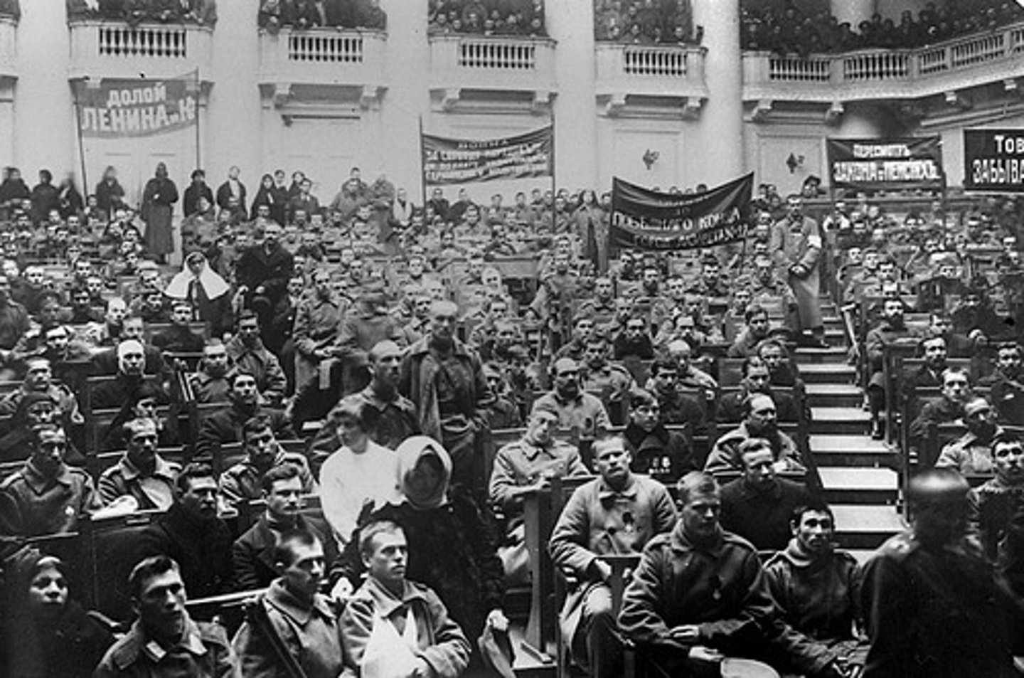 <p>A huge, fluctuating mass meeting of two to three thousand workers, soldiers, and socialist intellectuals modeled on the revolutionary soviets of 1905.</p>