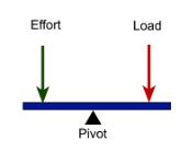 This type of lever is like a seesaw wherein the effort is applied at one end of the lever and the load is at the other, with the fulcrum in between.