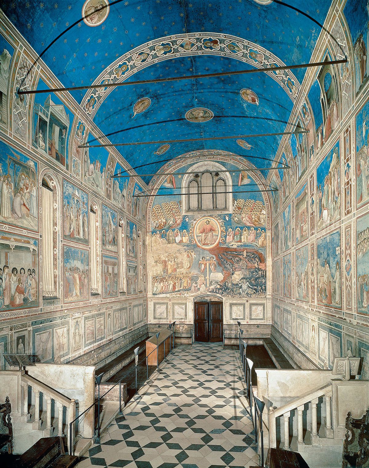 <ul><li><p>It is also called the Scrovegni Chapel after the name of the patron, Enrico Scrovegni.</p></li><li><p>Some narrative scenes illustrate biblical episodes of ill-gotten gains.</p></li><li><p>It was built to expiate the sin of usury through which Scrovegni’s father amassed a fortune; shows the rise of patronage from the European business class.</p></li></ul>