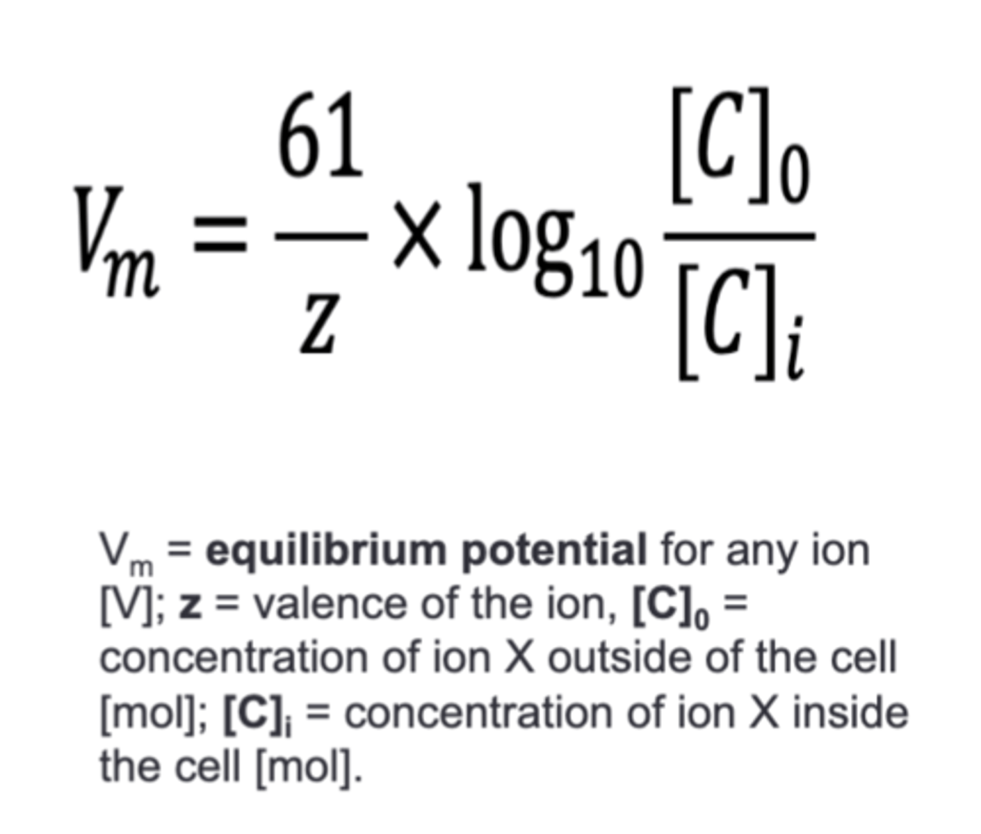 <p>What is the Nernst Equation used for? </p>