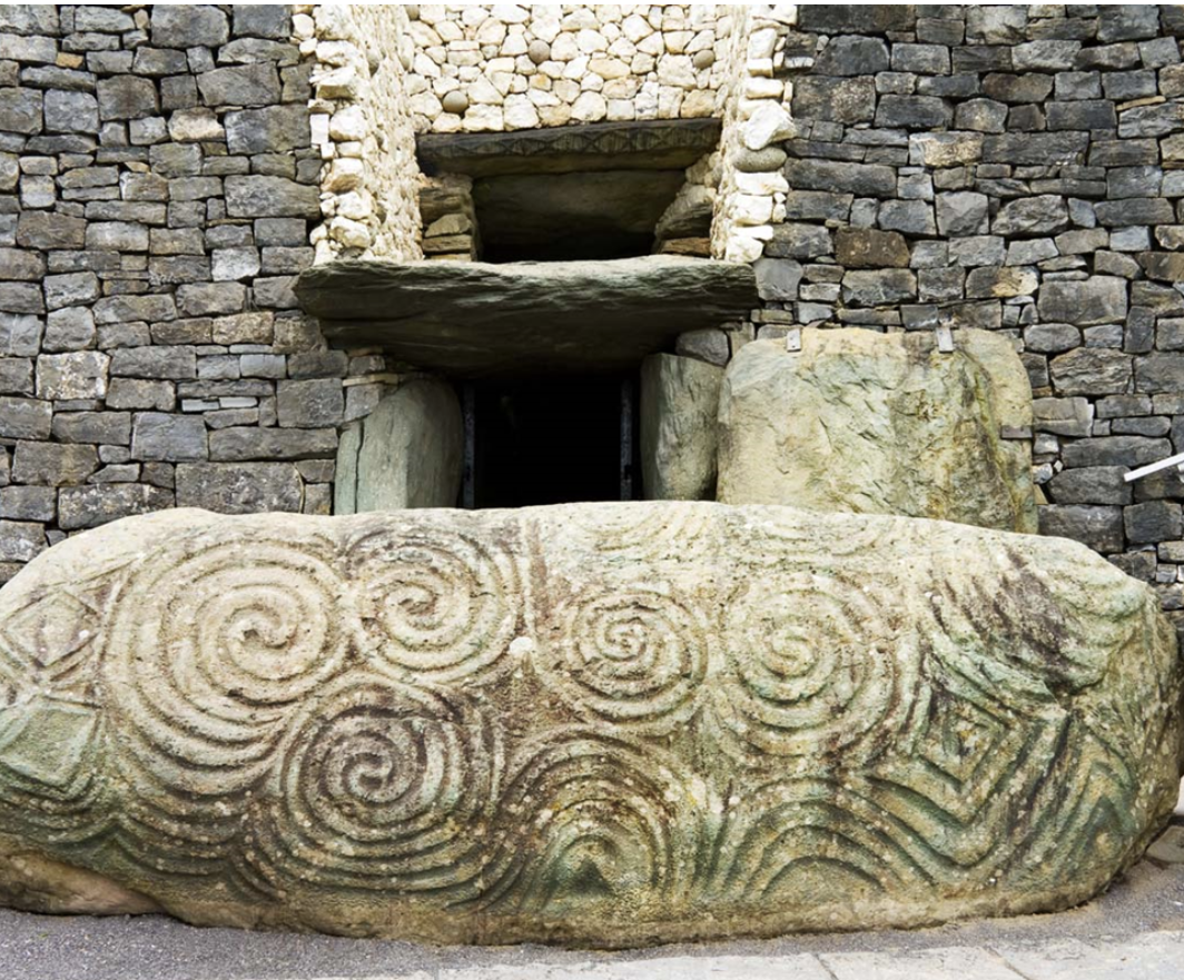 <p><span>What does the term "liminal" refer to in the context of Newgrange?</span></p><ul><li><p><span>A space that marks a boundary or threshold between different realms&nbsp;</span></p></li><li><p><span>A sacred object found inside the structure</span></p></li><li><p><span>The main architectural style used at Newgrange</span></p></li><li><p><span>A specific type of architectural ornament consisting of linear swirls</span></p></li></ul><p></p>