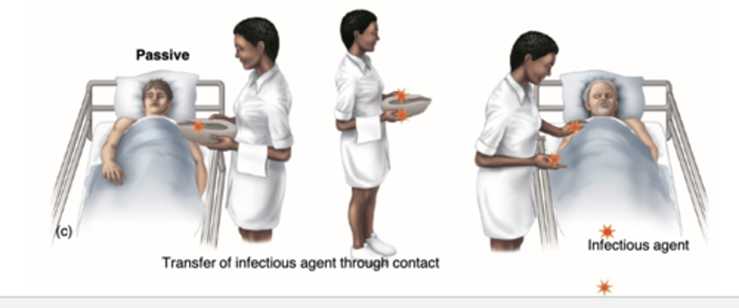 <p>Carries the pathogen on their skin or a fomite (an inanimate object) that can transport a pathogen.</p><p>- Ex: ties, mops, blankets,</p><p>clothing, stethoscope.</p>