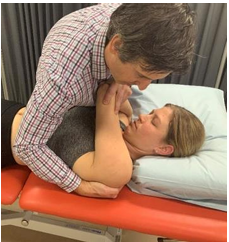 <p>“thigh thrust of the shoulder” </p><p>Testing for: Instability </p>