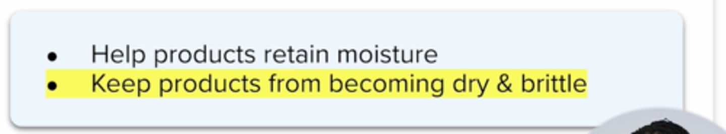 <p>glycerin or glycerol, propylene glycol, PEG</p>