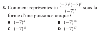 <p><span data-name="check_mark_button" data-type="emoji">✅</span> <strong>Réponse : A. (-7)^6</strong></p>