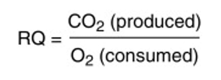 <p>Volume of CO2 given out/volume of O2 taken in</p>