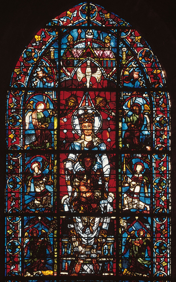 <p>Virgin and Child and Angels Window, Chartres Cathedral, ca. 1170; 13-17</p>