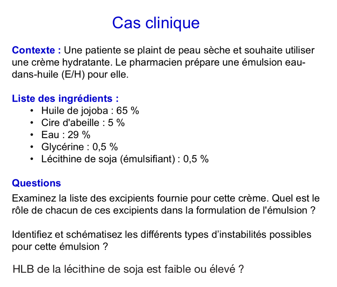 <p>Exo : cas clinique ? </p>
