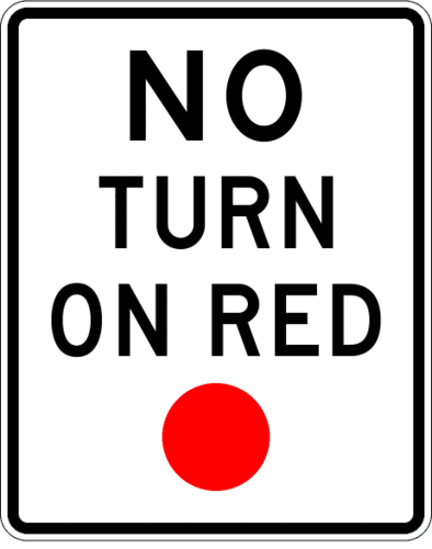 <p>you cannot turn right when the light is red</p>