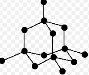 <p>In diamond, carbon atoms form a continuous 3D network with strong covalent bonds.</p>