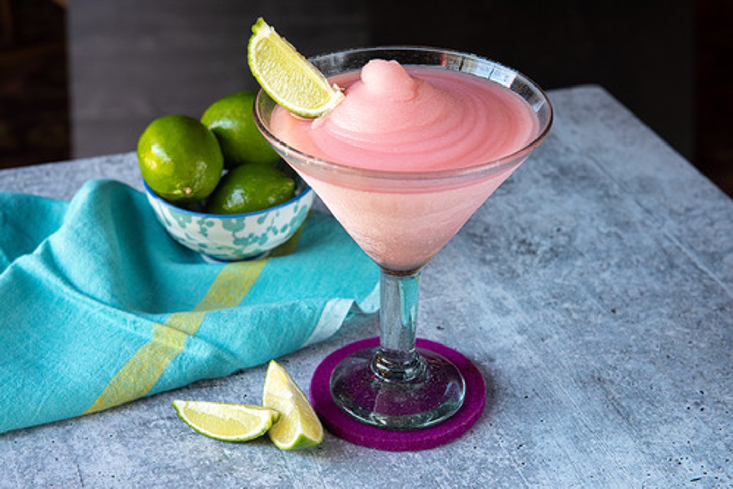 <p>Watermelon Margarita</p><p>- Milagro Silver tequila</p><p>- DeKuyper Watermelon Pucker</p><p>- Watermelon juice</p><p>- Fresh lemon and lime juices</p><p>Garnish: Watermelon wedge (spring/summer) or lime wedge (fall/winter)</p><p>Flavor profile: Light and refreshing</p><p>Selling description: Our traditional frozen margarita with watermelon flavors.</p><p>Served frozen or on the rocks.</p><p>Regular or grande size available.</p><p>** Not available at airport locations.</p>