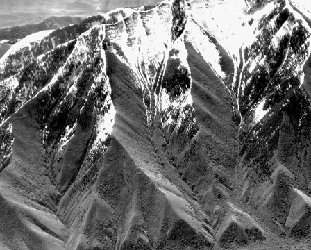 <p>form when large fault scarps are dissected by erosion</p>