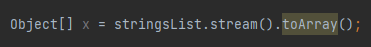 <p>Using <code>stream.toArray()</code></p>