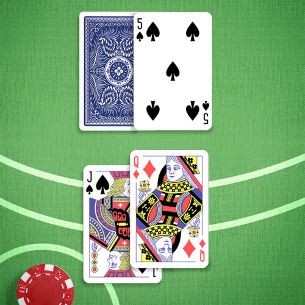 <p>You: 10,10</p><p>Dealer's Upcard: 5</p>