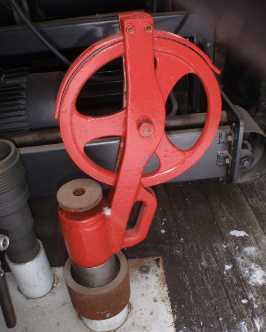<p>On top of the lubricator</p><ul><li><p>wireline passes over the top sheave, through the lubricator and into the well</p></li></ul><p></p>