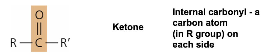 <p>What is the structure style, function, and common context of Ketone?</p>
