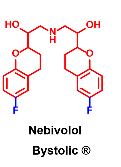 <p>→Nitric Oxide potentiating vasodilatory effects: induces endothelium dependent arterial realxation in a dose dependent manner, by stimulation of the release of endothelial nitroc oxide</p><p>→ Cardioselective</p><p>→Half life: 10 hours</p><p>→ Increases Stroke volume without compromising cardiac output</p><p>→Less bronchoconstriction</p><p>→Reduced side effects such as fatigue, depression, impotence, bradycardia</p><p>-3rd gen beta blocker</p><p>→Neutral on plasma glucose or lipids- may be favored in diabetic patients</p>