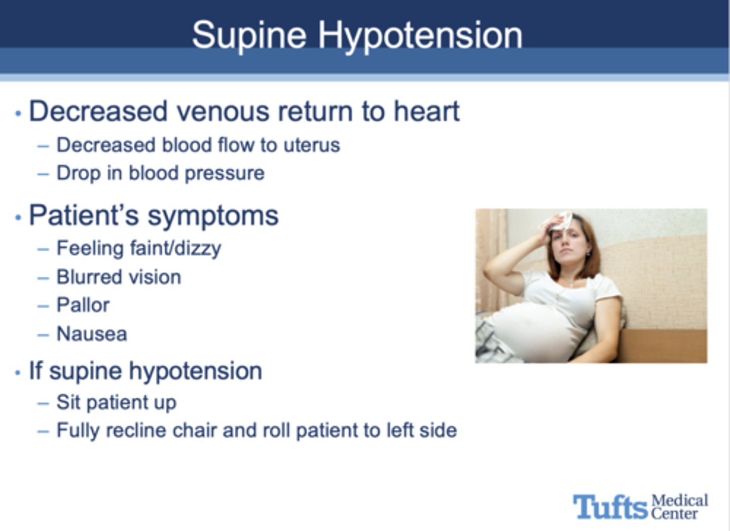 <p>supine hypotension</p>
