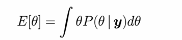 <p>the mean value of a parameter, given its posterior distribution</p>
