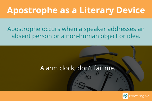 <p>a figure of speech in which a speaker addresses an absent person, an abstract idea, or a thing. Ex. "O Death, where is thy sting?" </p>