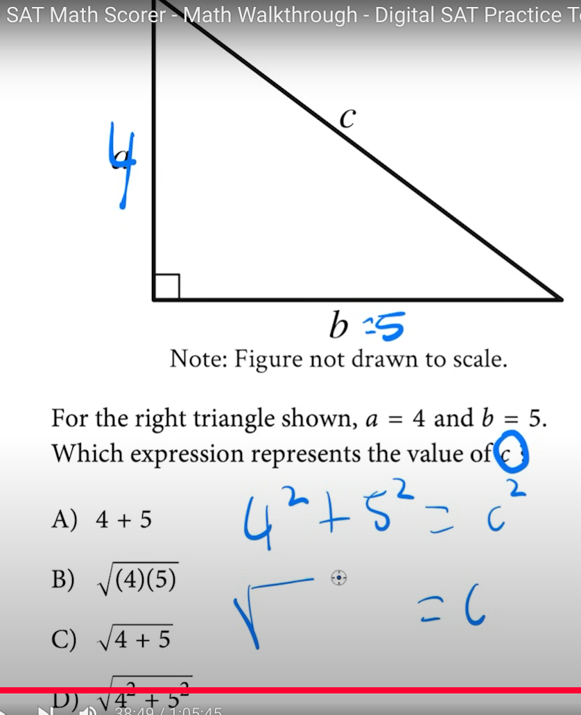 <p>a² + b² = c²</p>